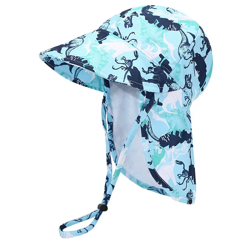 New Panama Summer Baby Bucket Hat for Boys Girls Cartoon Breathable Mesh Children's Beach Shawl Sun Hat Kids UV Protection Cap Oasis Select 01 50cm(1 to 3 years)