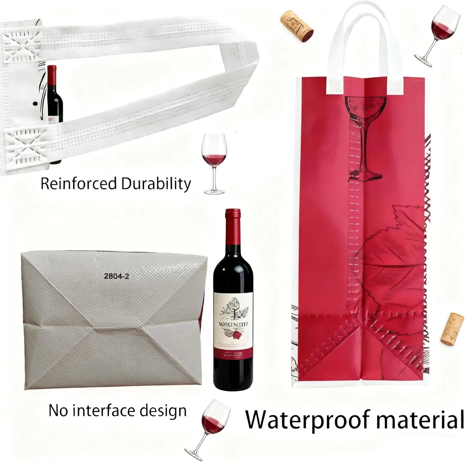 6/12/24 PCS Elegant Wine Gift Bags – Printed Non-Woven Totes with Handles for Wine Champagne Liquor Bottle Carrier for Parties Oasis Select
