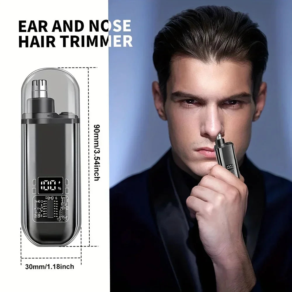 USB Rechargeable Nose & Ear Hair Trimmer for Men, Portable Mini Compact Design with Fast Charge, Electric Grooming Kit Oasis Select