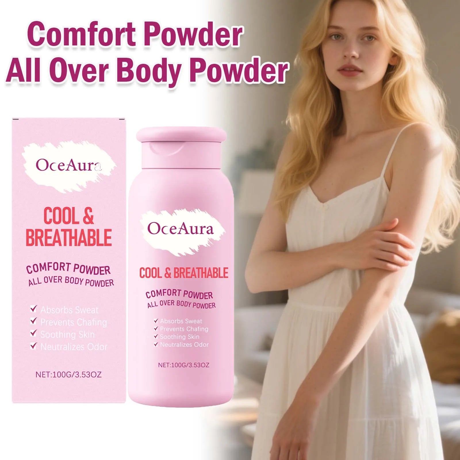 Talc-Free Comfort Powder All Over Body Powder Moisture Absorbing & Friction Reducing Keeps Skin Smooth & Fresh Body Powder Oasis Select Default Title