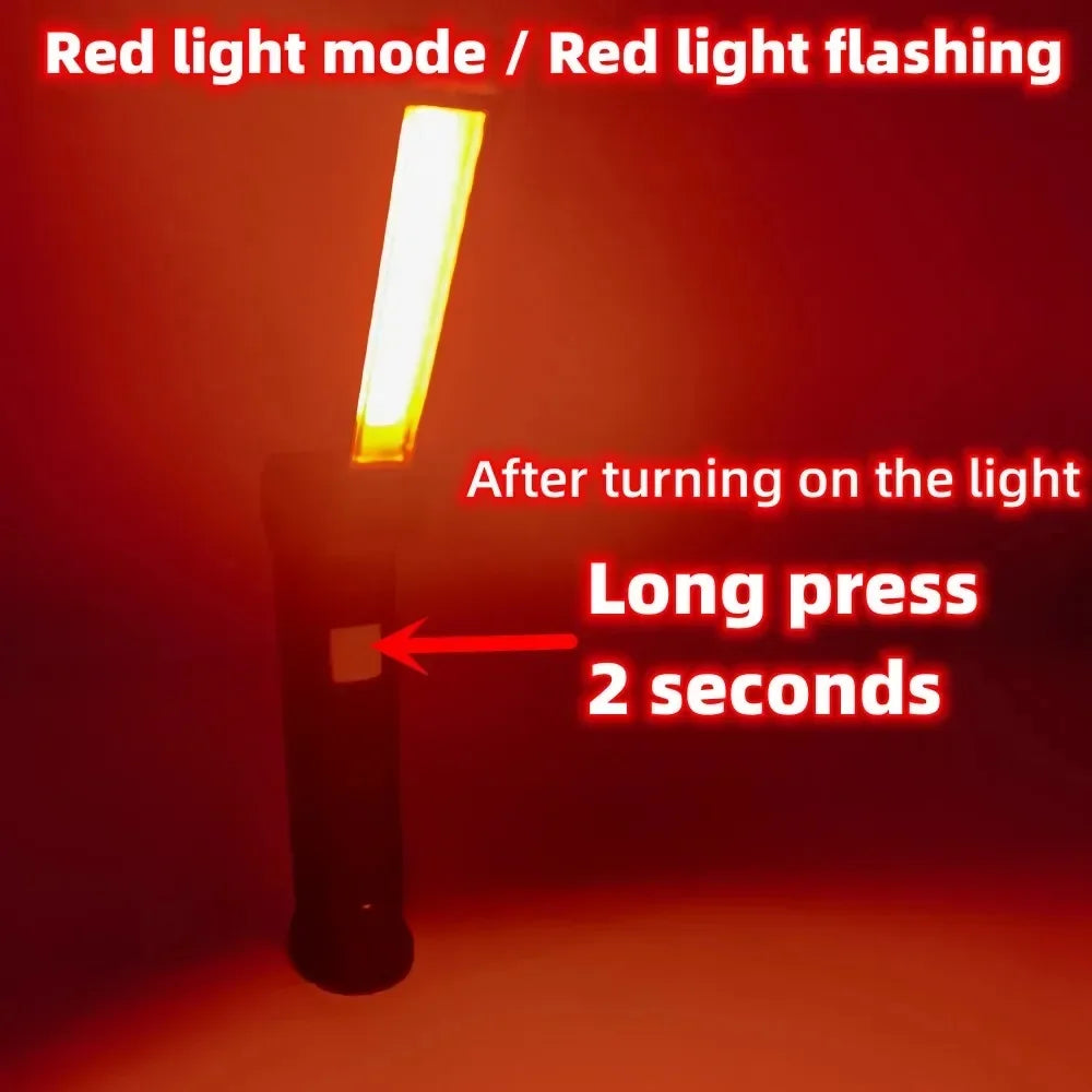 COB LED Folding Flashlight Portable Magnetic Work Light Lantern USB Rechargeable Emergency Repair Camping Torch Lamp With Hook Oasis Select