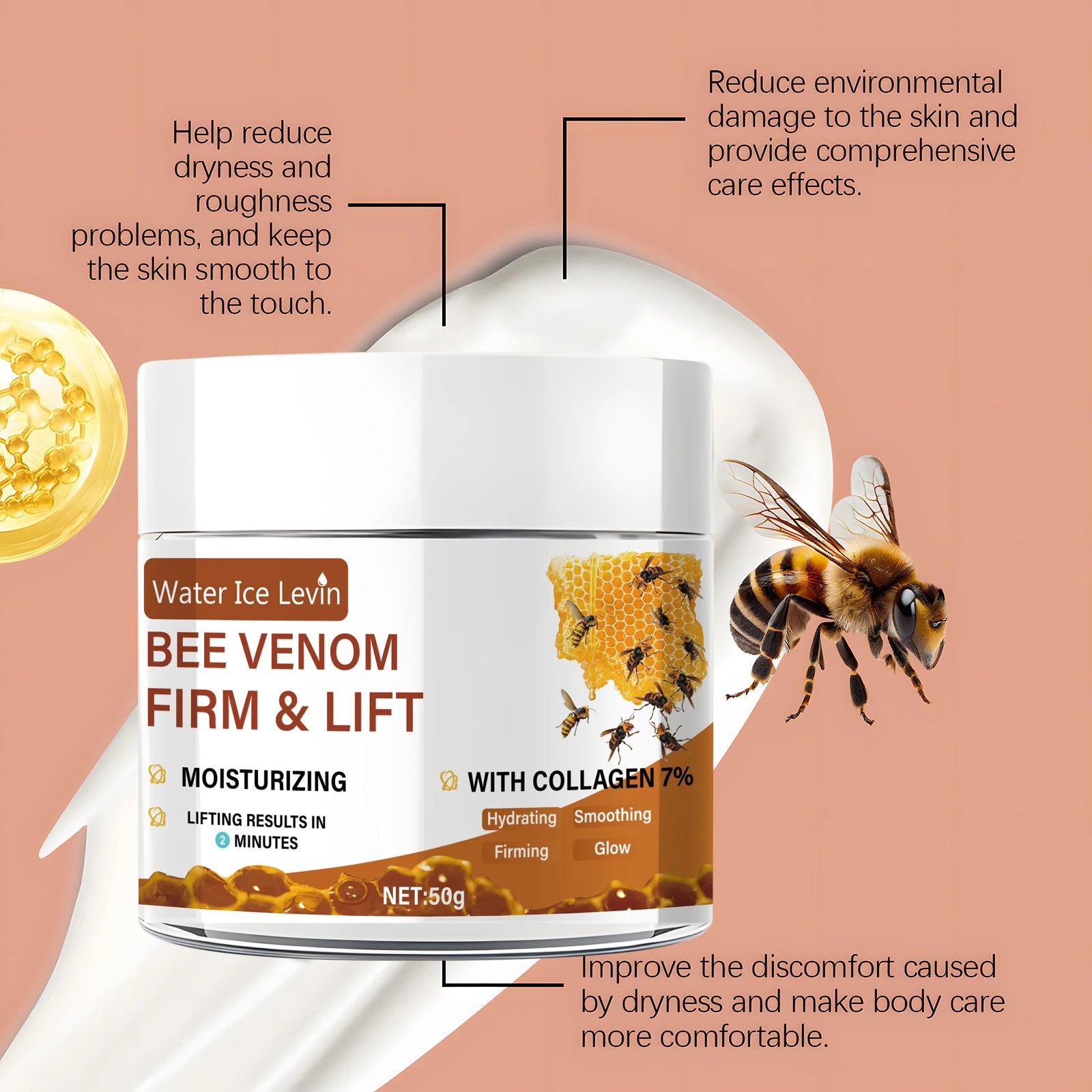 Bee Venom Facial Lifting Cream 50g – Collagen & Retinol Anti-Aging Face Cream Oasis Select