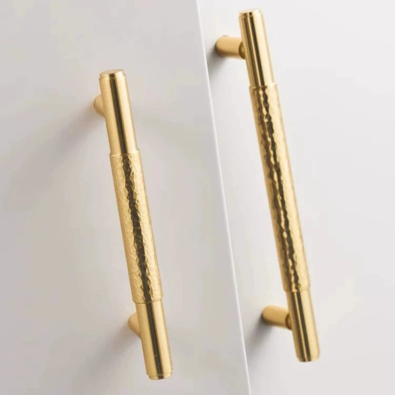 Solid Brass Furniture Handmade Hammer Patterned Wardrobe Door Vintage Light Luxury Cabinet Door Drawer Hardware Handle Oasis Select