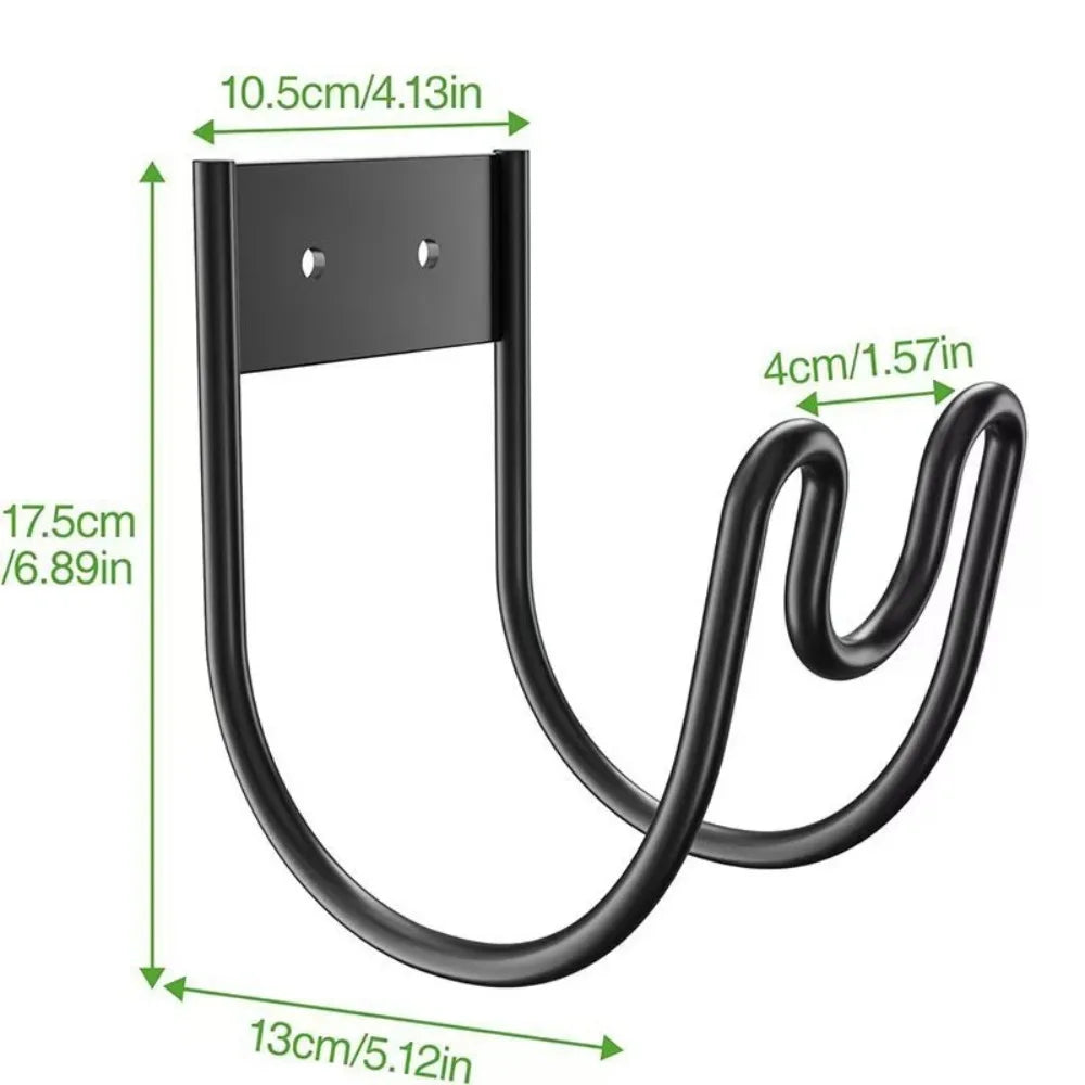 Durable Iron Metal Garden Hose Hanger Wall Mounted Easy Installation Water Hose Rack Storage Hook Garden Use Oasis Select Black