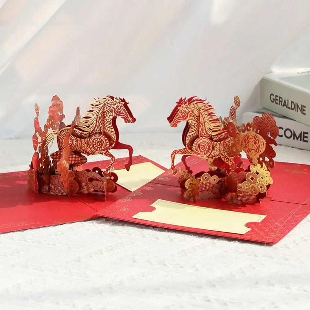 with Stunning Gold Foil Chinese New Year Card Handmade Fortune & Luck 3D Pop Up Year of the Horse Card Oasis Select