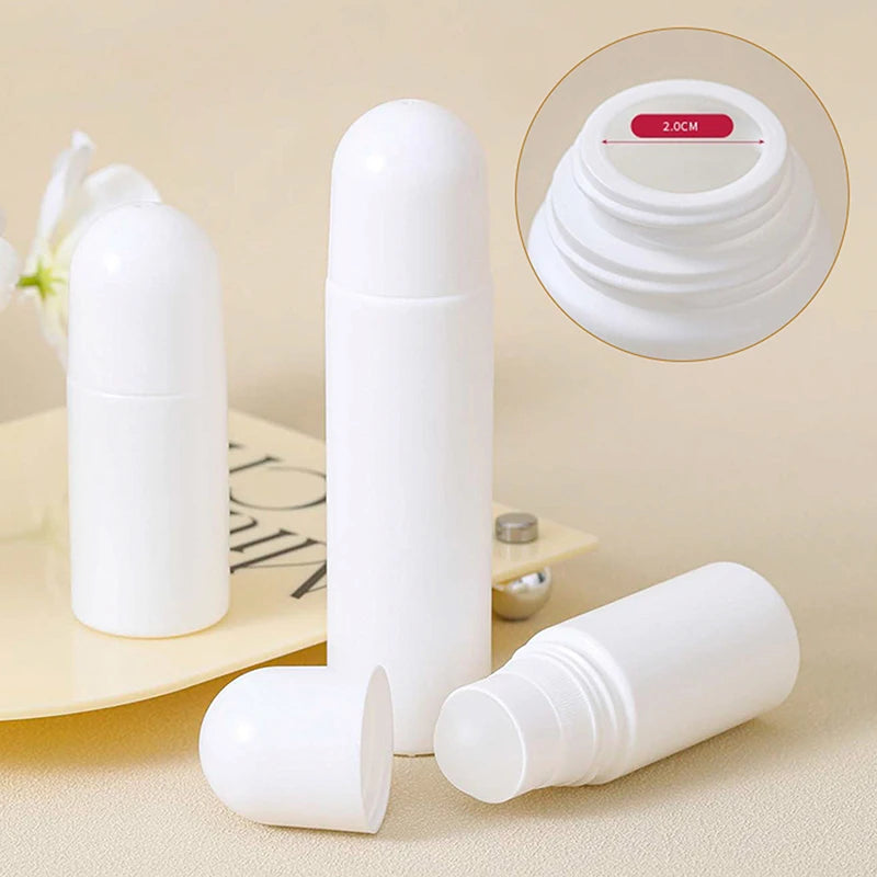 50/100ML White Plastic Roller Ball Essential Oil Sub-bottling Mist Container Travel Refillable Bottle DIY Deodorant Accessories Oasis Select