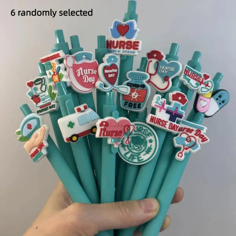 6/10Pcs Medical Record Pens Nurse Doctor Writing Gel Pens Nurses Day Gift Student Retractable Ballpoint Pen Oasis Select A1