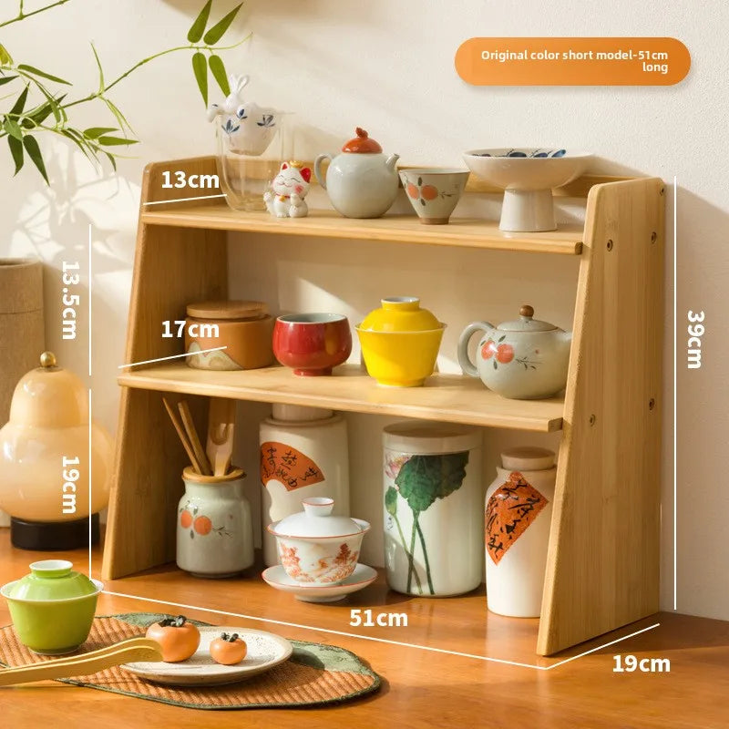 Desktop tea house walnut tea set rack teacup rack Bogu rack Chinese solid wood desktop tea table desktop storage Oasis Select Primary 51 short