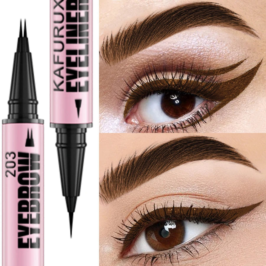 KAFURUX 2-in-1 Waterproof Eyebrow & Eyeliner Pen – 4 Colors