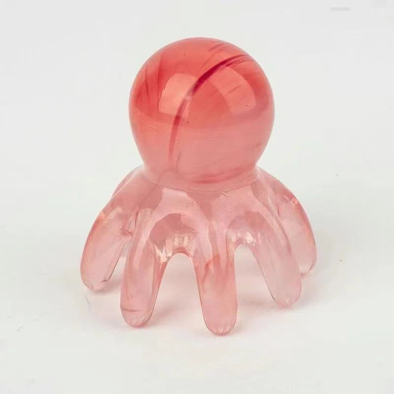 Resin Octopus Massage Comb Head Meridian Scraping Scalp Massage Brush Acupuncture Gua Sha Massage Comb Fatigue Relief Massage Oasis Select Pink