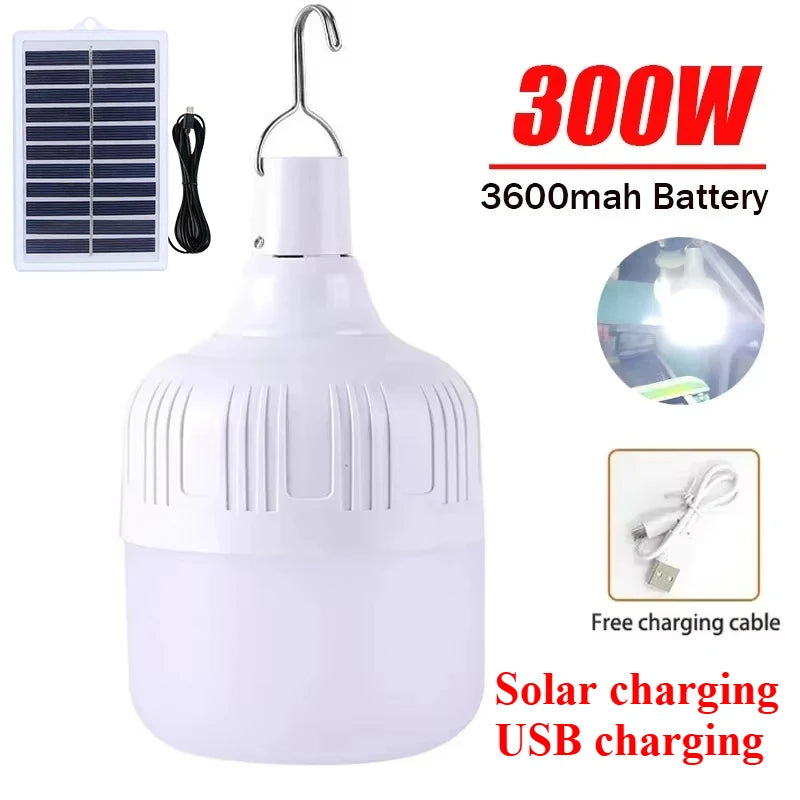 Solar Powered Lamps Portable Led Bulbs 80-500W LED Energy Saving Light for Outdoor Camping Tent Night Fishing Emergency Lights Oasis Select Upgraded version C