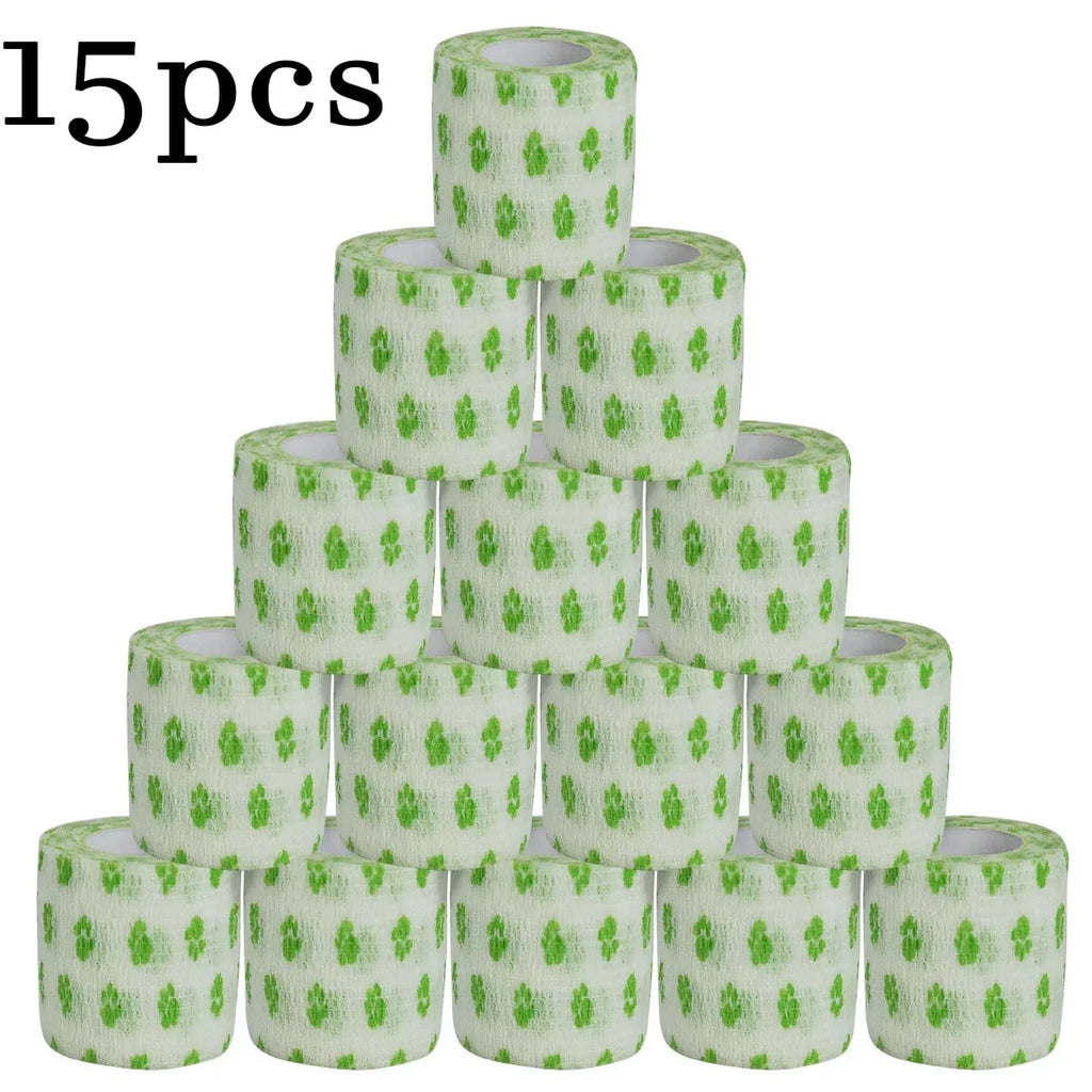 6/12/15Pcs Printed Medical Self Adhesive Elastic Bandage Colorful Sports Wrap Tape for Finger Joint Knee First Aid Kit Pet Tape Oasis Select 15PCS-5cm