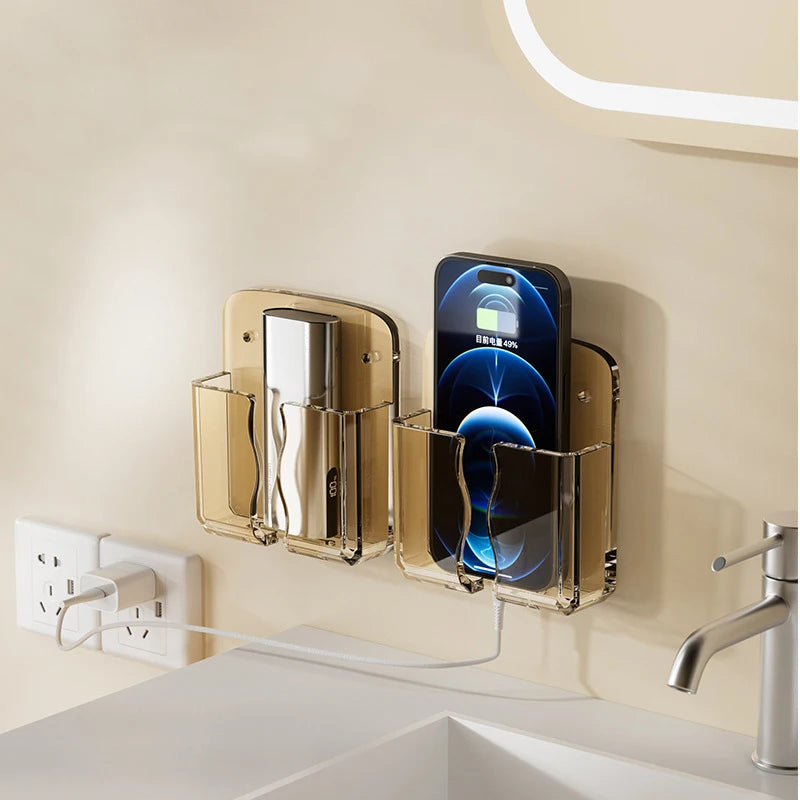 Mobile Phone Wall Holder Universal Cellphone Charge Storage Box Organizer TV Remote Control Hanging Stand Bracket Charging Dock Oasis Select