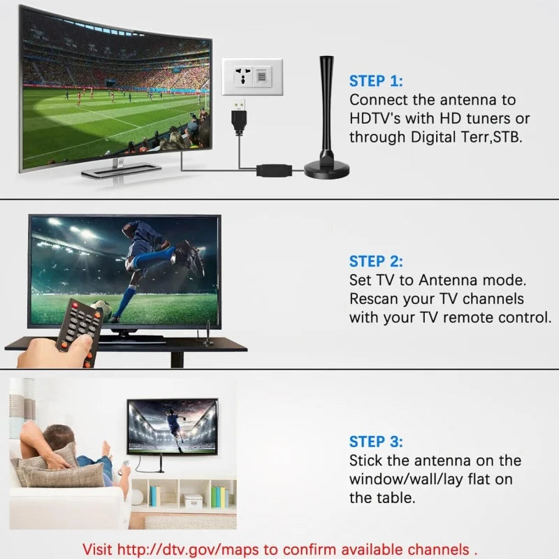 Indoor HD Digital TV Antenna DVB Terrestrial with Dual Amplifiers DTMB Compatible for Clear Channel Reception Oasis Select