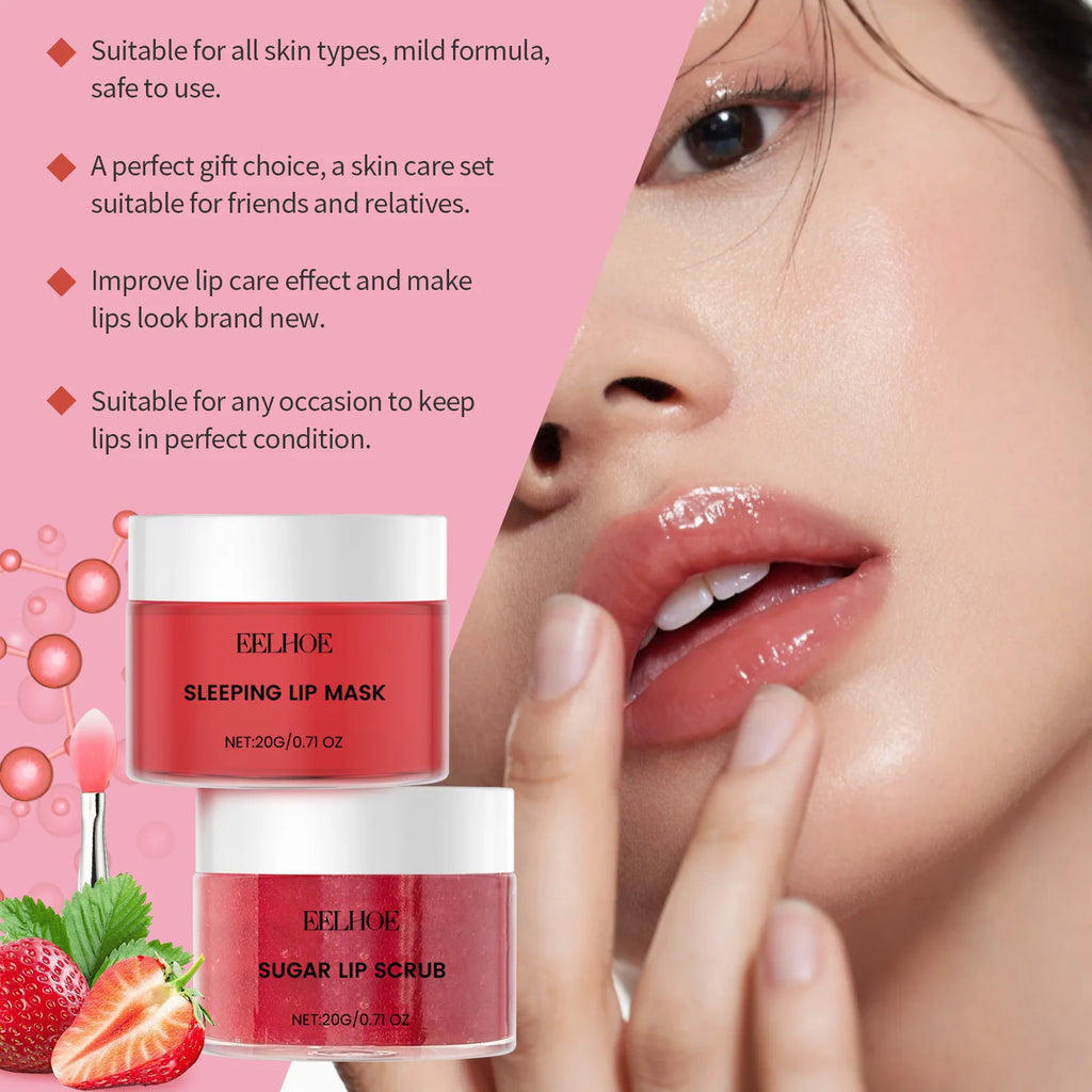 Eelhoe Vitamin C Lip Scrub & Overnight Mask Set – Nourish & Brighten Lip Care Set Oasis Select
