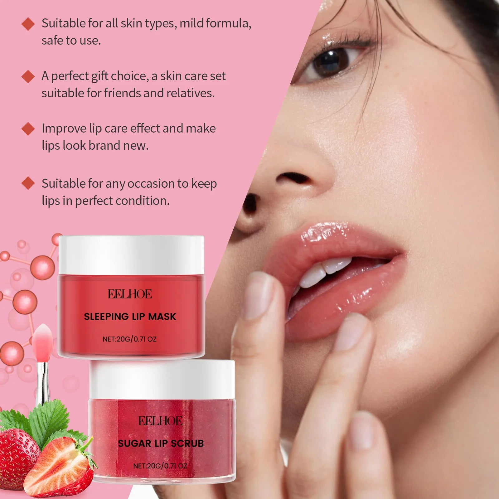 Eelhoe Vitamin C Lip Scrub & Overnight Mask Set – Nourish & Brighten Lip Care Set Oasis Select
