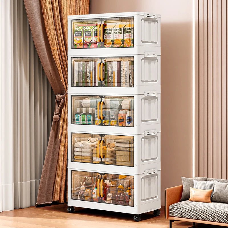 Double-door living room storage cabinet, folding floor-standing storage box, no installation required, simple storage cabinet Oasis Select