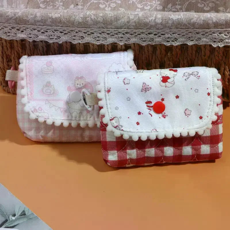 Cute Sweet Plaid Coin Bag Cartoon Versatile Money Change Pouch Earphone Storage Bag Small Wallet For Women Gifts Oasis Select