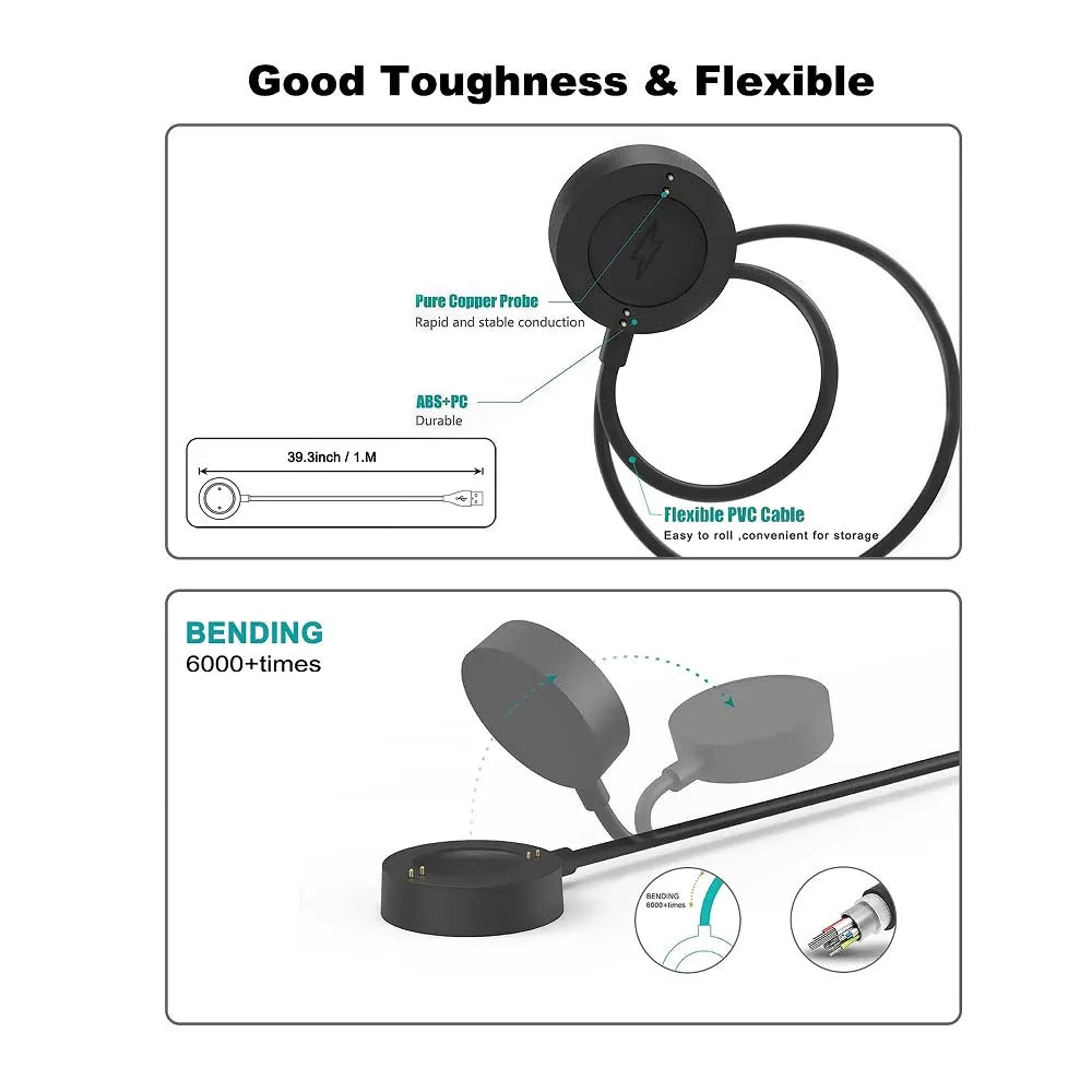 1M USB Charging Cable For Fossil Gen 6/Fossil Gen 5/Fossil Gen SE/Fossil Gen 4/Fossil Sport Charger Oasis Select