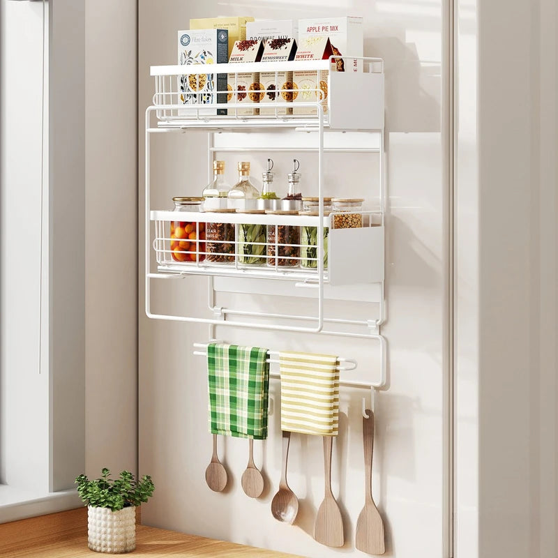 Magnetic suction pull refrigerator rack Multifunctional magnetic seasoning rack Kitchen roll paper rack Refrigerator side Oasis Select