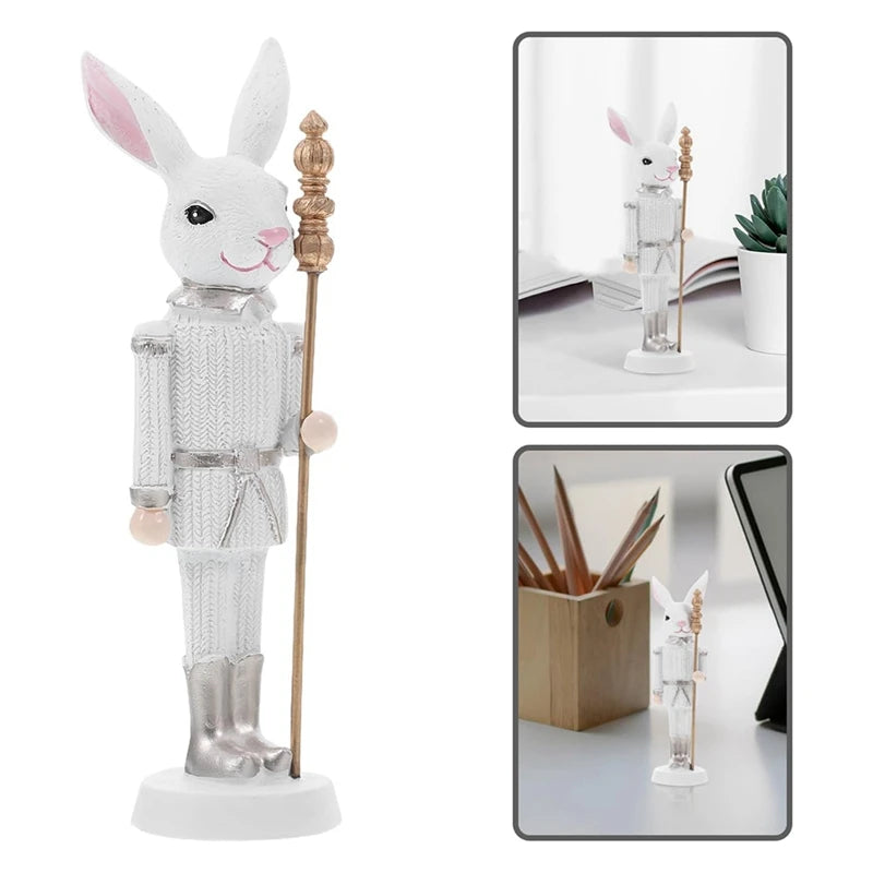 WISH Easter Nutcracker Resin Sculpture Holiday Doll Home Desktop Decoration Cute Ornaments Oasis Select