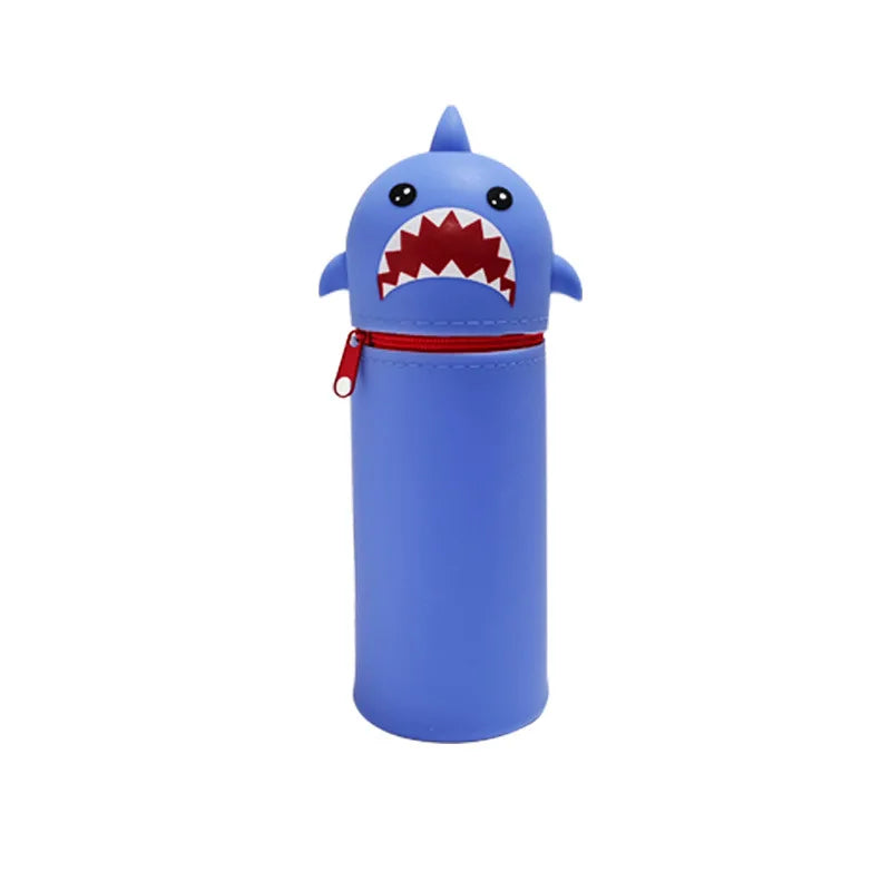 Cute Animal Pencil Case, 2-in-1 Pencil Bag with Zipper Pen Holder, Soft Silicone Pencil Case, Suitable for School Office Oasis Select shark