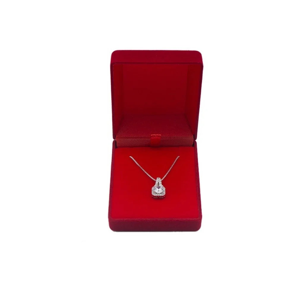 Square Velvet Necklace Box – Pendant Gift & Storage Case