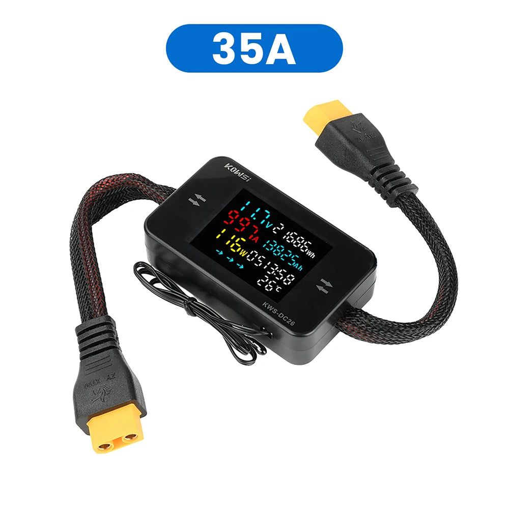 KWS-DC26 Battery Charger Tester DC8-80V 20A/25A/35A/50A Ammeter LCD Bidirectional Measurement Battery Level Detector Power Meter Oasis Select 35A