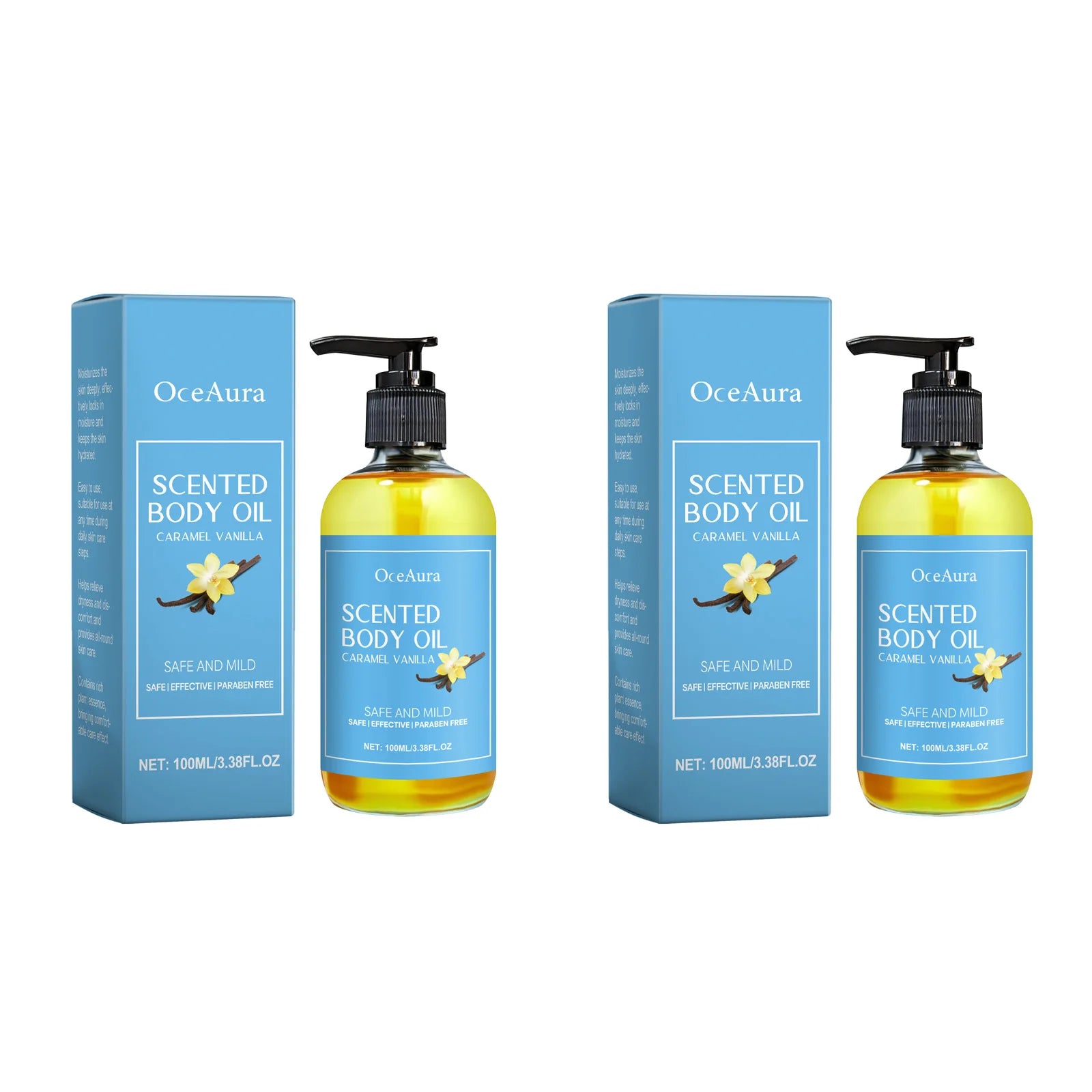 Caramel Vanilla Body Massage Oil Improve Moisturizing Relieve Stress Muscle Relaxing Body SPA Lasting Scent Body Essential Oils Oasis Select 2Pcs