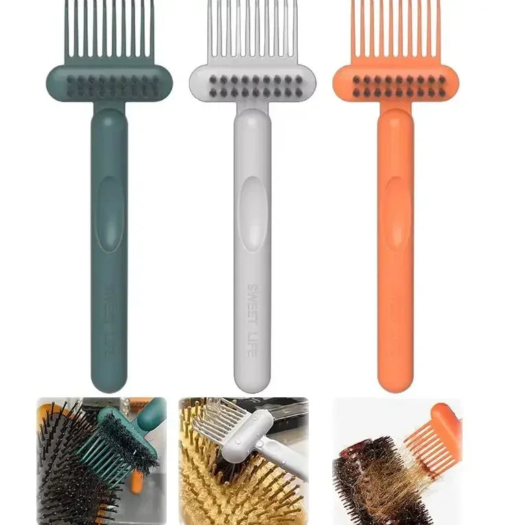 Dual-Action Hair Comb And Brush Cleaning Tool - Hairbrush Cleaner Rake with Brush Cleaning Solution for Salon Quality Care Oasis Select