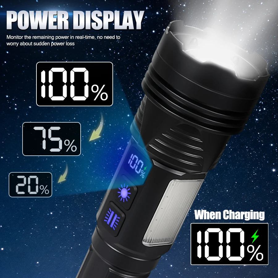 Portable RGB Led Flashlight Rechargeable Zoomable Torch Strong Light 11 Mode Tactical Lamp for Camping Fishing Emergency Lantern Oasis Select