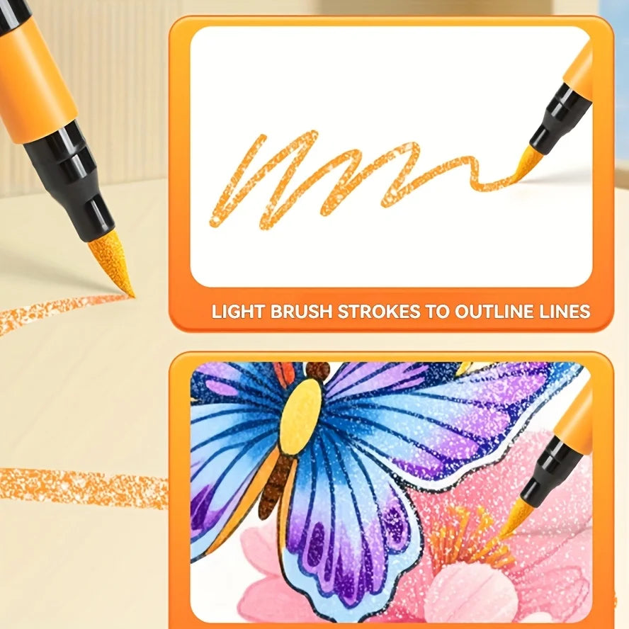 60/48/36/24/12 Color Glitter Markers Set - Water-Based Acrylic Glitter Pens for Student Art, Scrapbooking & Stationery Oasis Select