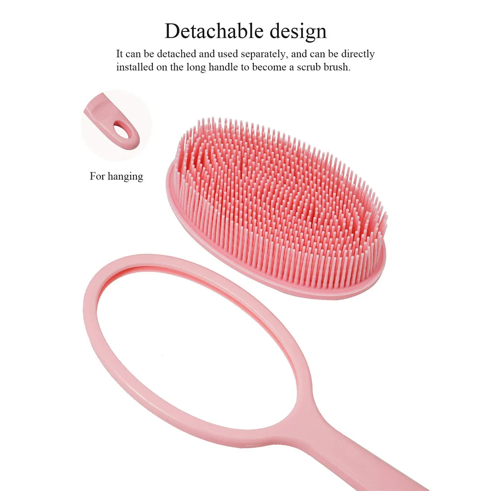 Bath Soft Back Brush Bath Shower Sponge Scrubbing Brush with Handle Exfoliating Scrub Skin Massager Exfoliating Bathroom Brush Oasis Select