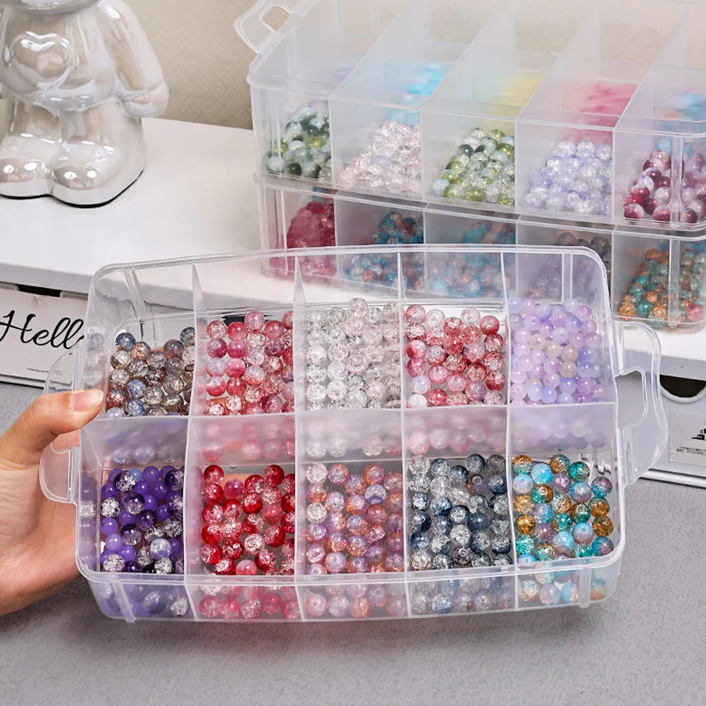 3-layer transparent storage box, stackable storage box, portable craft bead plastic box, jewelry storage box, storage tray Oasis Select