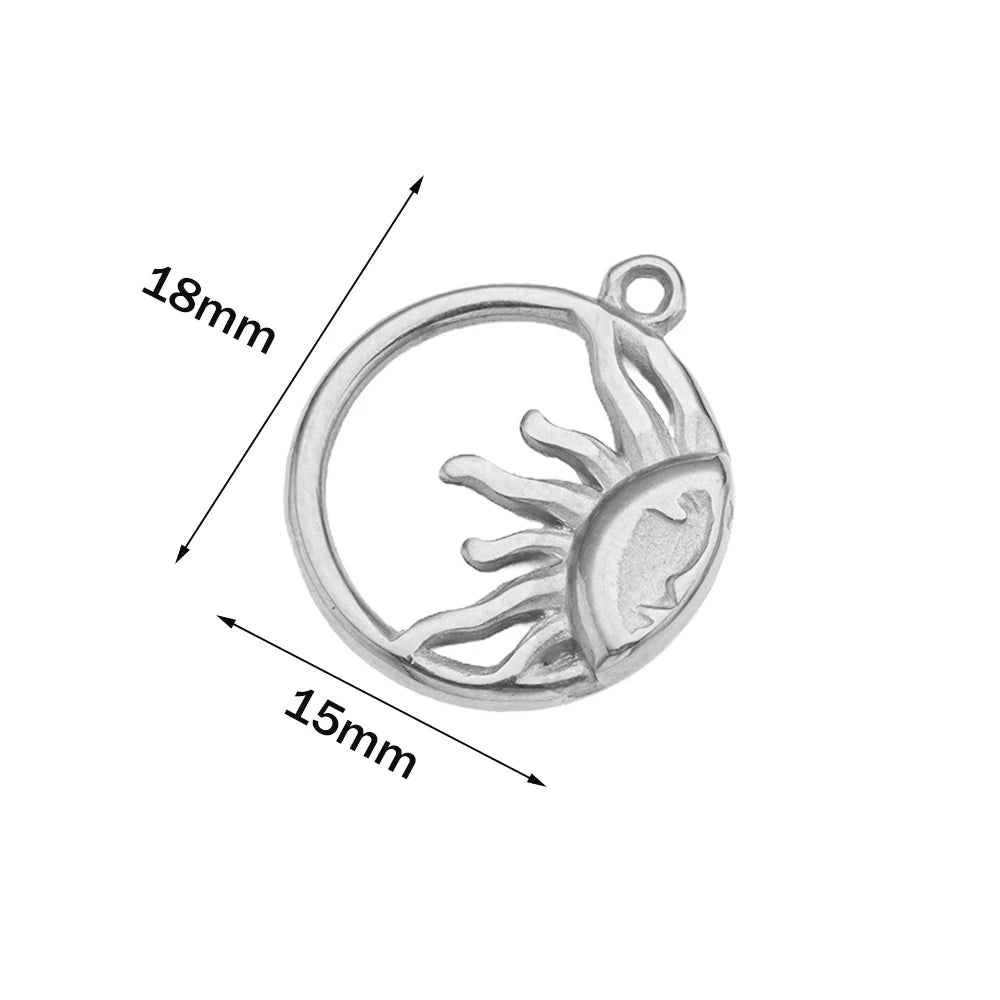 5pcs Stainless Steel Celestial Sun Charms Smile Pendants DIY for Necklace Bracelet Jewelry Making Craft Supplies Party Decor Oasis Select Steel 15X18mm