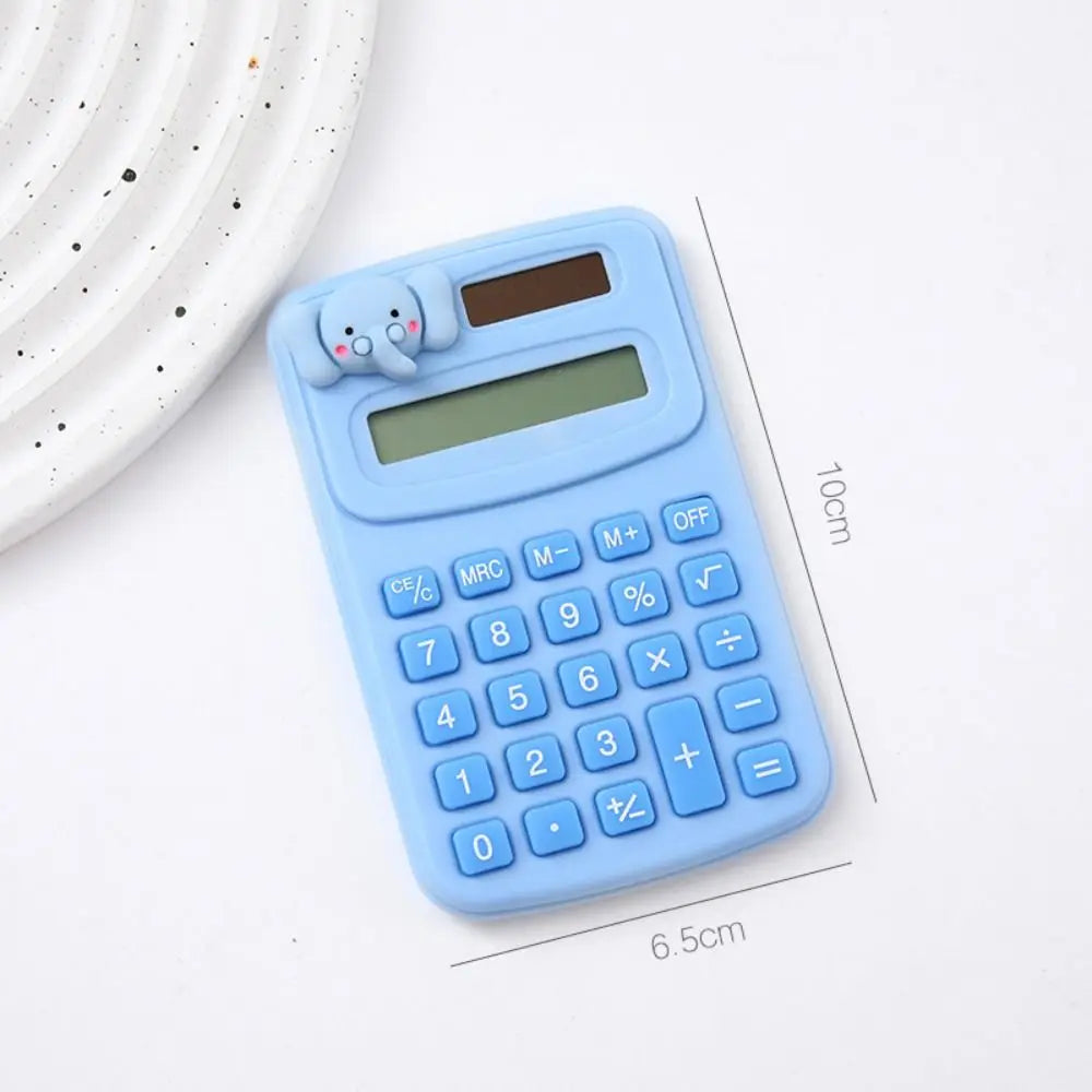 Cartoon Cute Calculator Fashion Mini Portable Small Calculator Portable Office Computer for Primary School Students Oasis Select blue elephant