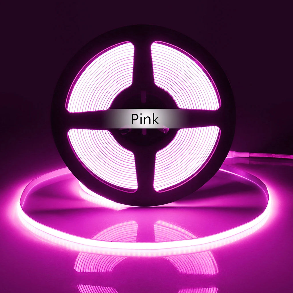 COB LED Strip Light Flexible Lamp Tape Neon Light 12V High Bright Kitchen Cabinet TV Desktop Screen BackLight Car Room Decor ﻿ Oasis Select Pink 1m