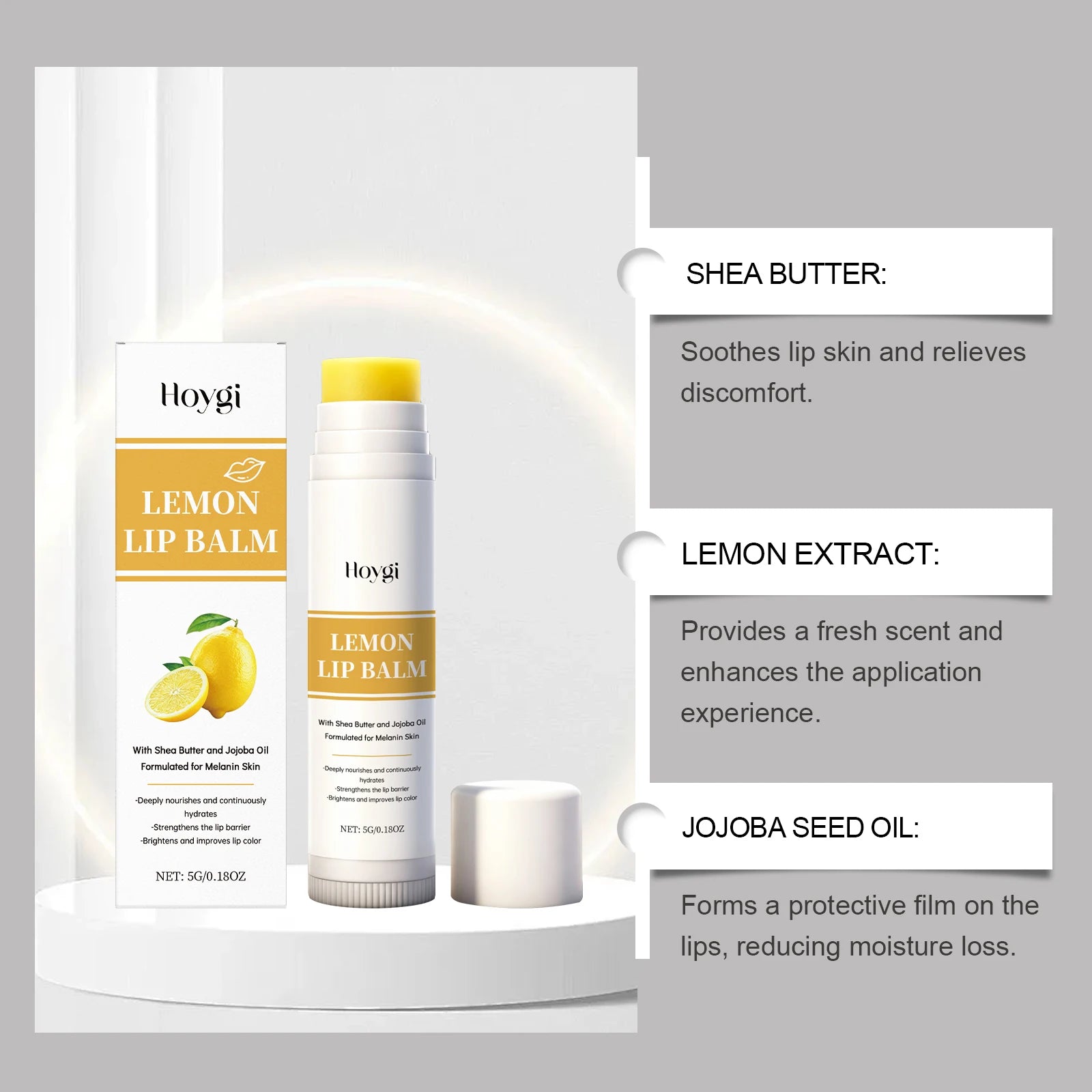 Hoygi Lip Balm – Lemon, Turmeric & Tallow for Chapped Lips Moisturizing Lip Balm Oasis Select