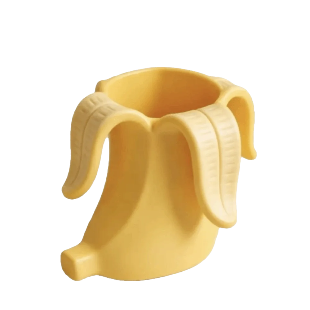 Plastic Banana-Shaped Pencil Holder Curved Arc Design Creative Desktop Organizer Artistic Decoration Funny 3D-printed Pen Holder Oasis Select Yellow