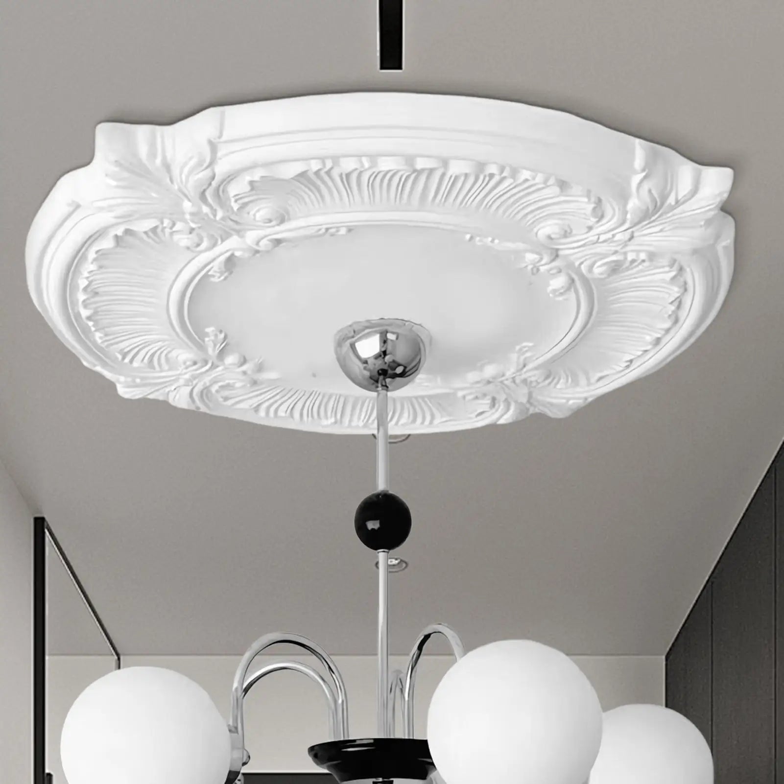 Ceiling Medallions PU Ceiling Medallion For Chandelier Elegant European Safe Decoration For Homeowners Contractors Interior Oasis Select
