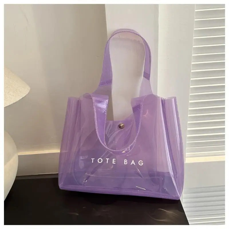 PVC Clear Fashion Shoulder Bag Women's Transparent Tote Bag PVC 투명 패션 숄더백 Сумка женская Daily Commute Bag Clear Shoulder Bag Oasis Select A5
