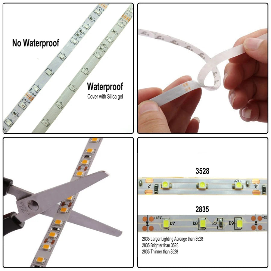 DC5V USB LED Strip Light RGB 2835 Flexible Lamp USB Cable 3 Key Control 5V 0.5M 1M 2M 3M 4M 5M Desk Screen TVBackground Lighting Oasis Select