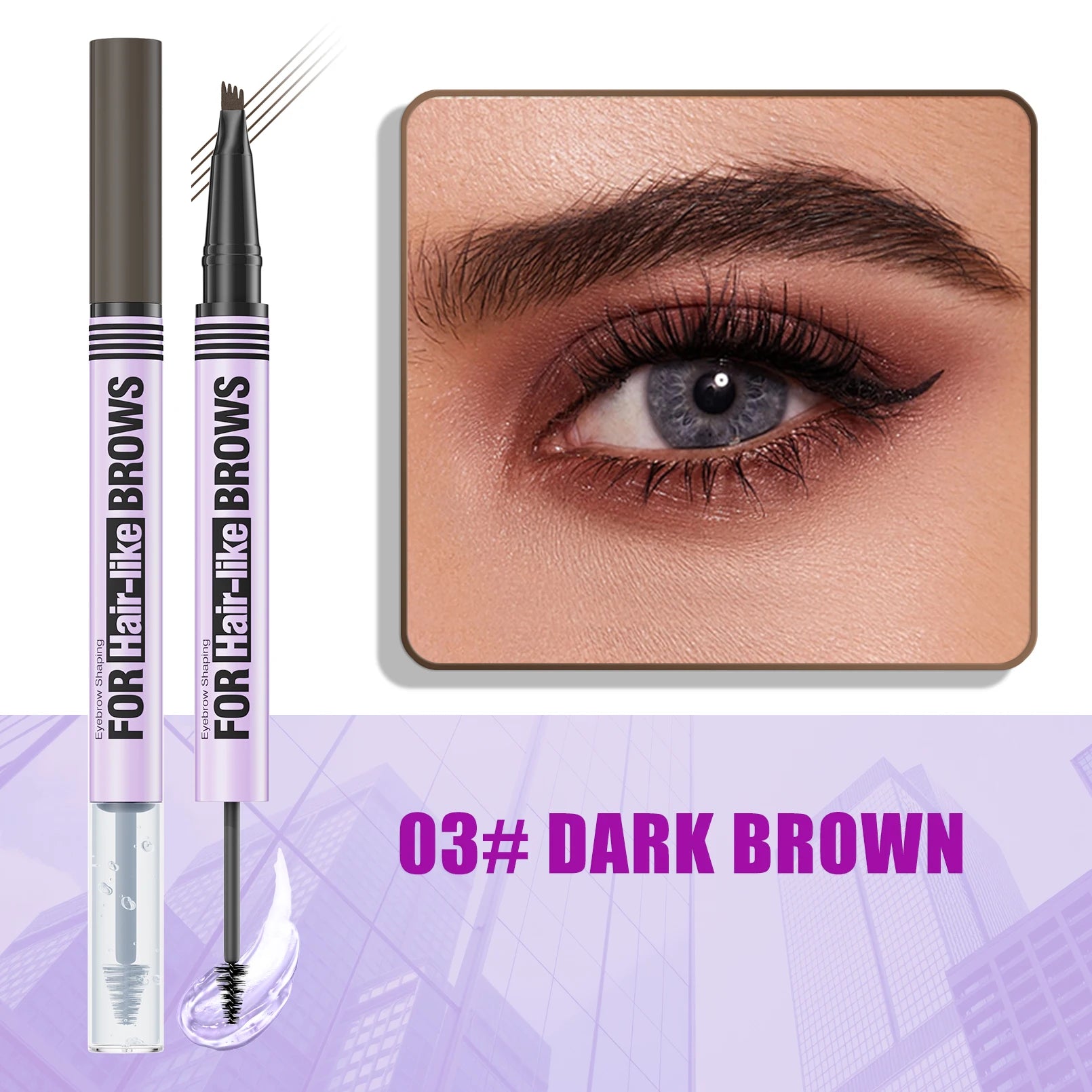 Hello Kiss 2-in-1 Waterproof Eyebrow Pencil & Gel – Four-Claw Brow