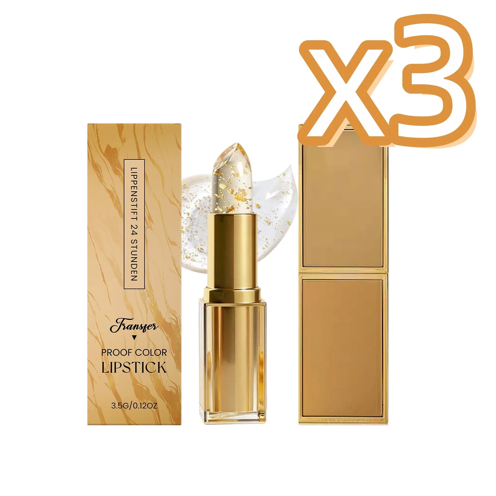 Perfect Gold Foil Lipstick Brighten Lip Color Long Wear Smooth Nourish Lips Light Texture Daily Beauty Color Changing Lip Balm Oasis Select 3.5g Boxed x 3