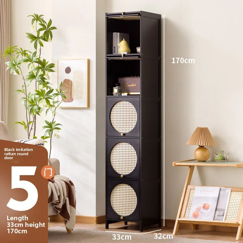 Bookshelf Shelf Floor-to-ceiling bookcase Locker integrated with wall storage Household wood with door Dust-proof display Oasis Select Black-Five Doors 33