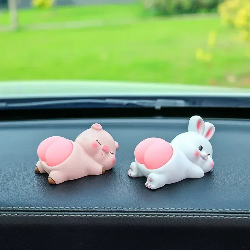 Cute Cartoon Car Ornaments Creative Panda Pig Doll Center Console Decorative Accessories Unpacking Car Interior Ornaments Oasis Select