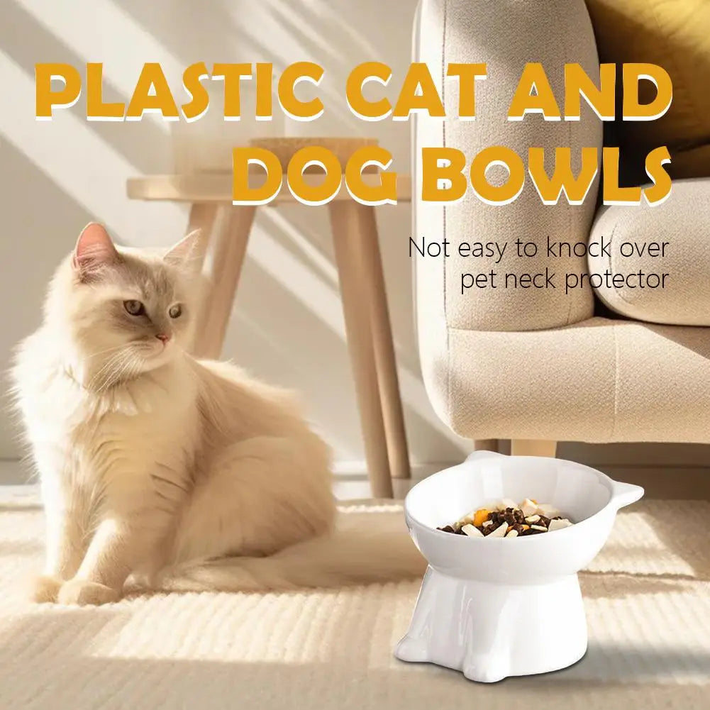New cat bowl with long ears and high feet bowl with cat and dog neck protection and anti-overturning plastic raised pet bowl Oasis Select