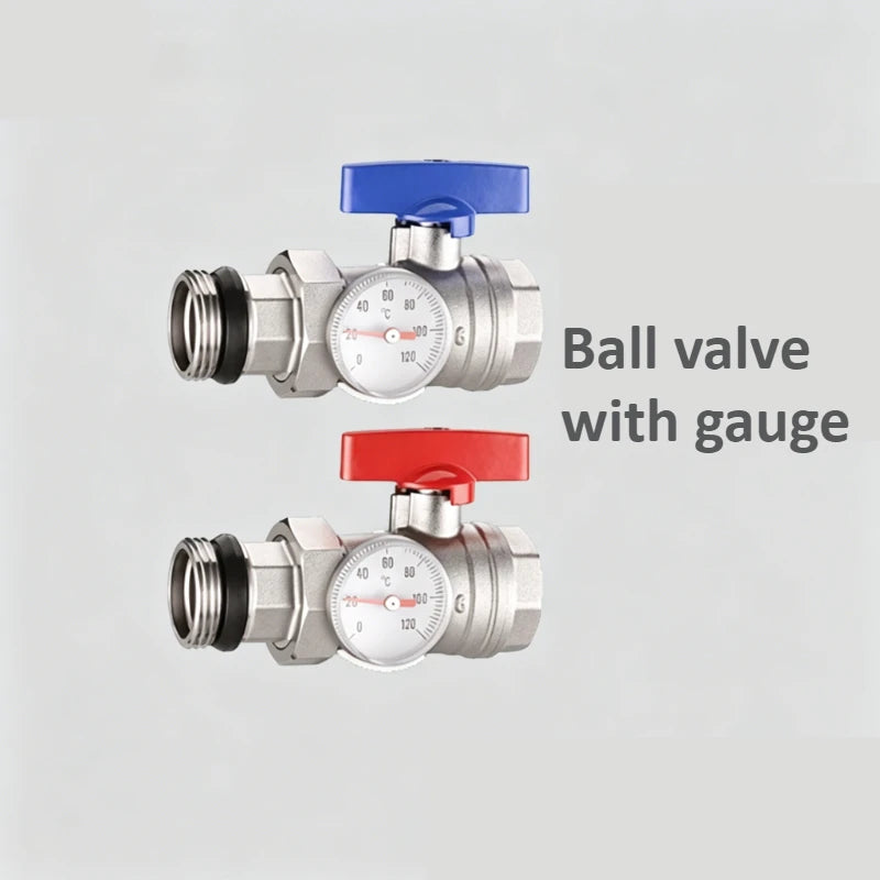 Ball Valve Floor Drain Separator, Equipped with Pressure Gauge Inlet and Outlet Male and Female Metal Wire Filter Tubes Oasis Select