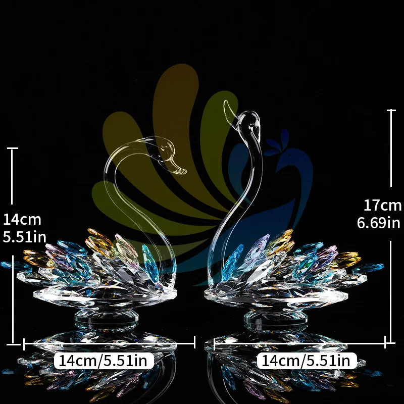 Crystal Swan Creative Living Room Porch Decoration TV Cabinet Wine Cabinet Window Home Decoration Crystal Crafts Oasis Select B 2pcs 17cm x 14cm