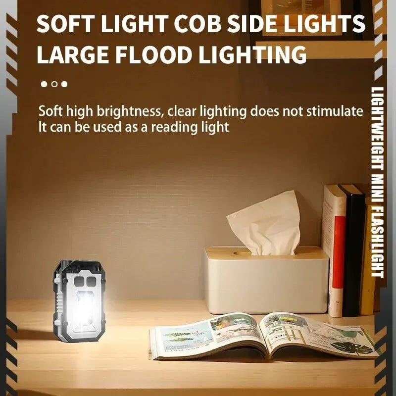 Magnetic COB LED Mini Keychain Flashlight | 300LM Rechargeable